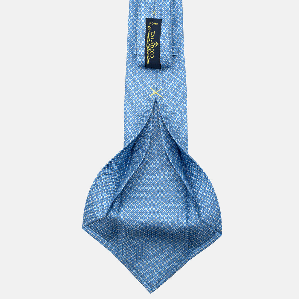 7-Fold Silk Tie with a Light Blue Chain Pattern - JA057080-3