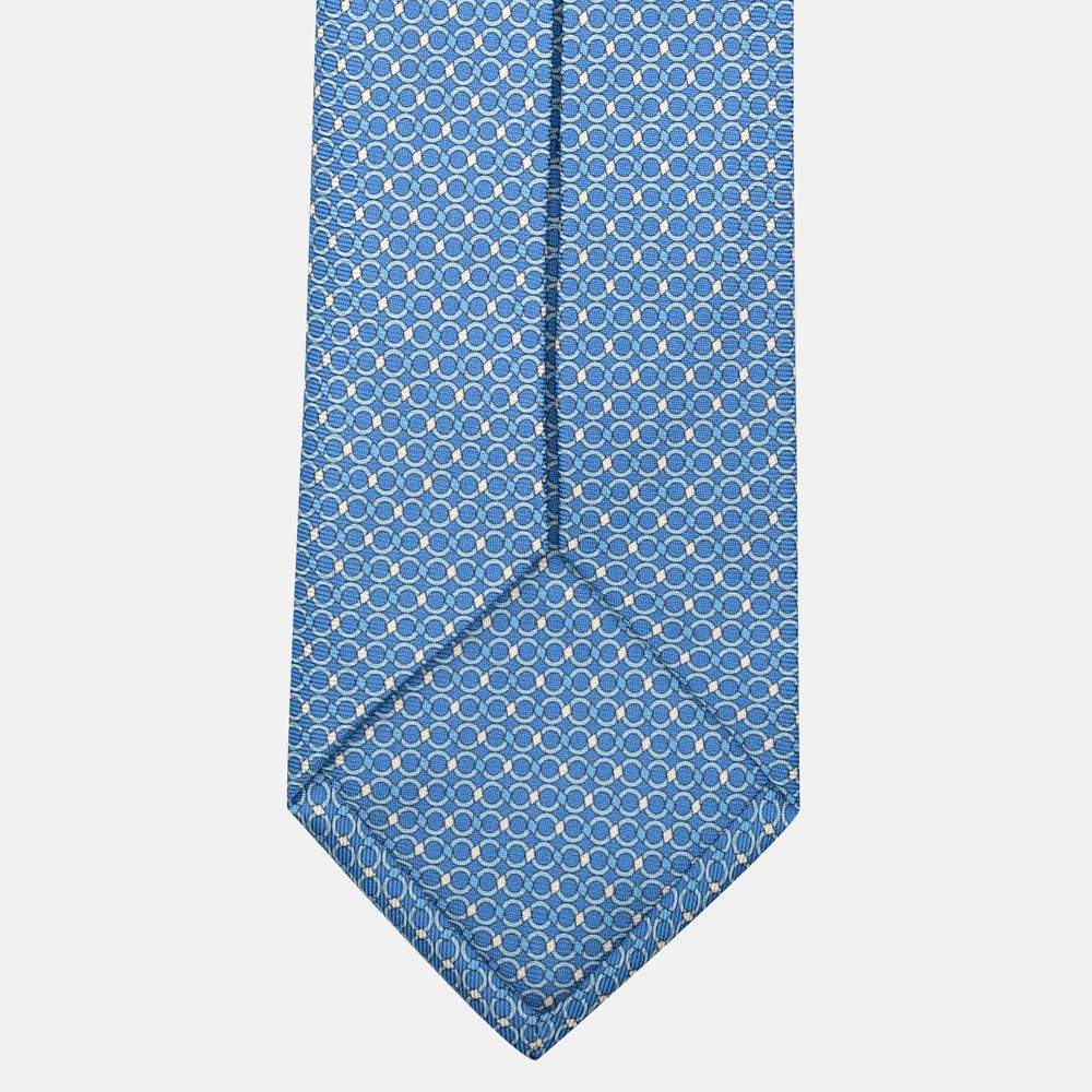 7-Fold Silk Tie with a Light Blue Chain Pattern - JA057080-3