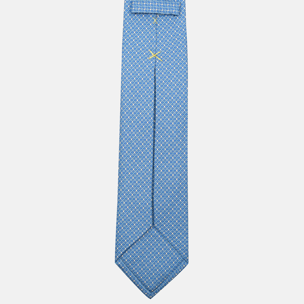 7-Fold Silk Tie with a Light Blue Chain Pattern - JA057080-3