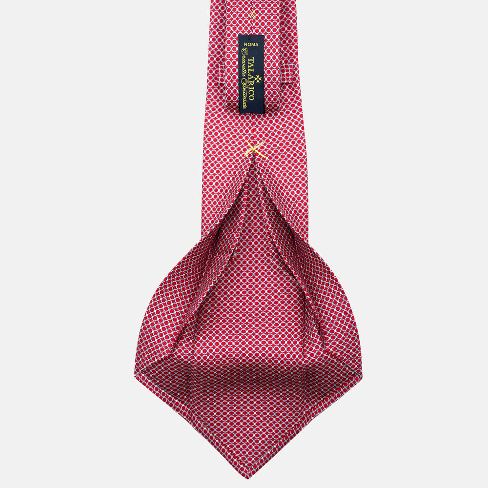 7-Fold Silk Tie with Red Chain Pattern - JA057080-7