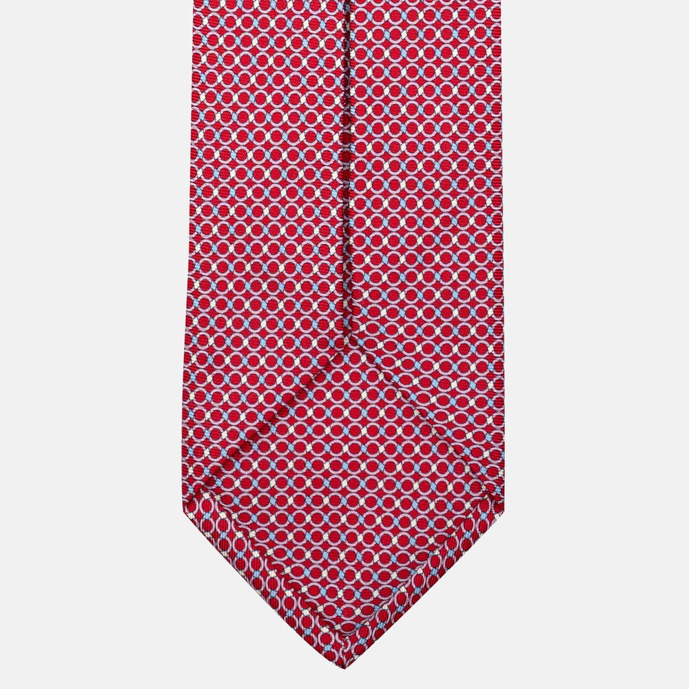 7-Fold Silk Tie with Red Chain Pattern - JA057080-7