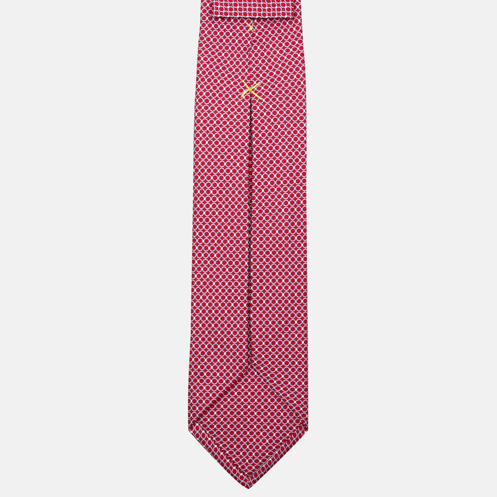 7-Fold Silk Tie with Red Chain Pattern - JA057080-7
