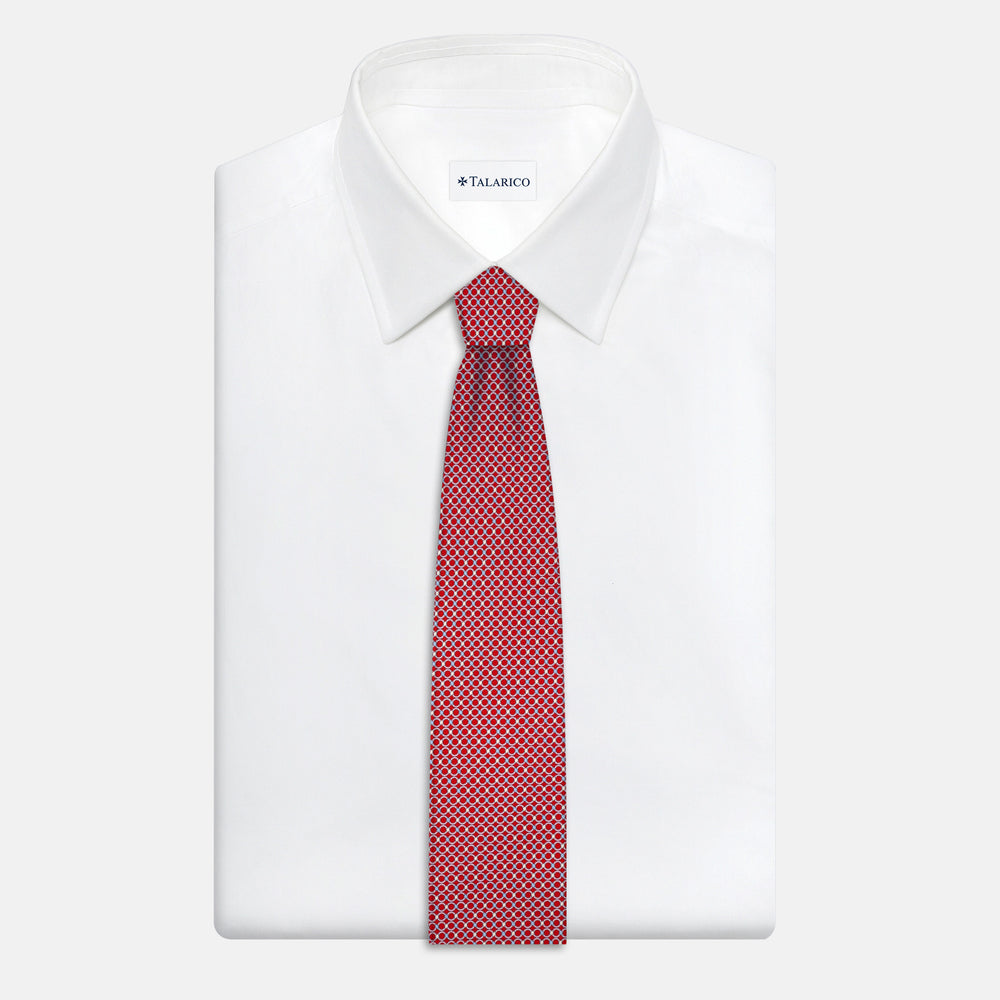 Cravatta 3 pieghe in Seta, Fantasia Concatenata, Rosso - JA057080-7