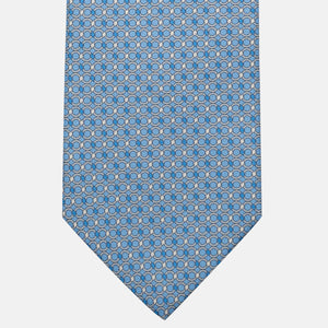 Cravatta 3 pieghe in Seta, Fantasia Concatenata, Celeste Grigio - JA057080-9