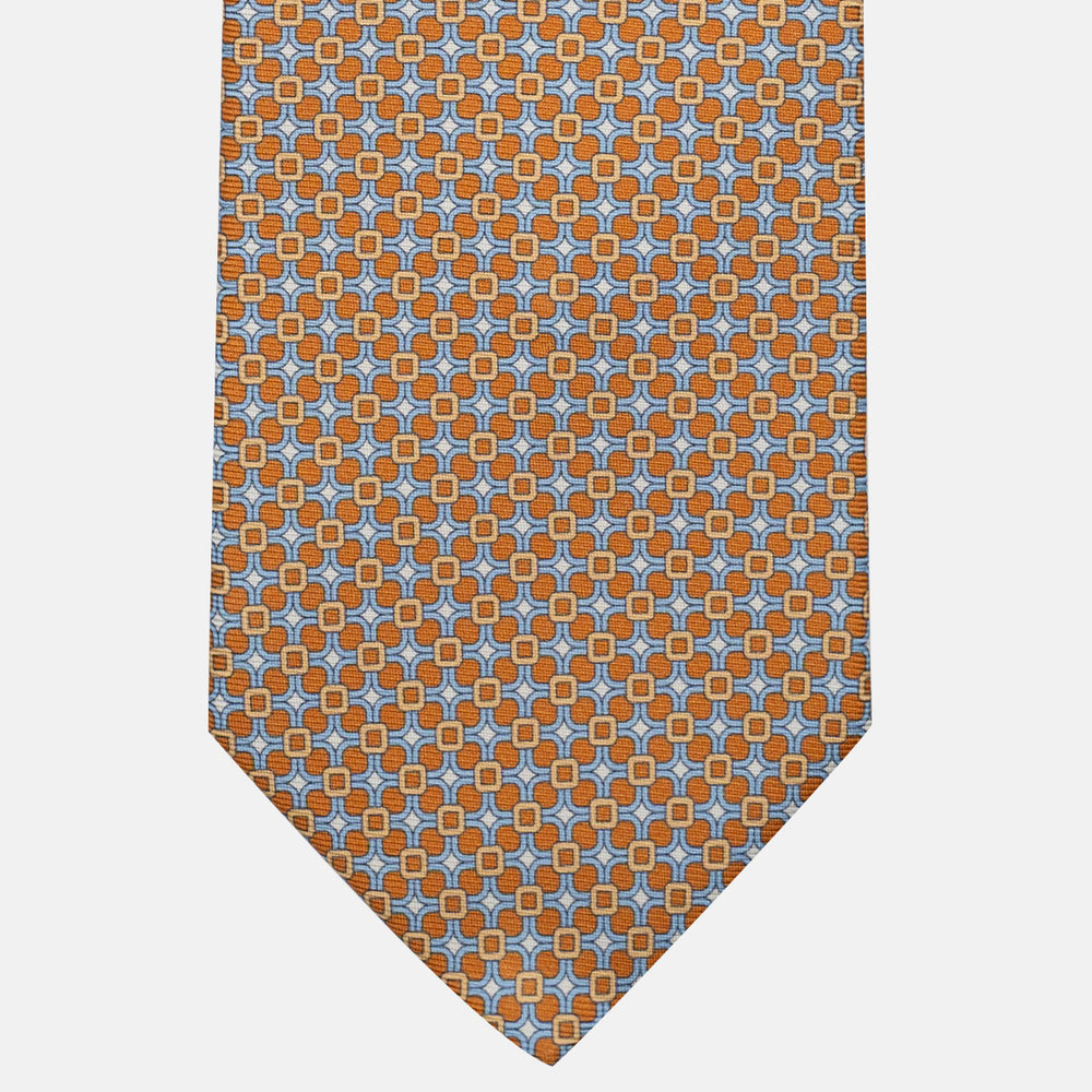 Cravatta 3 pieghe in Seta, Fantasia Geometrica, Giallo Celeste - JA057082-3