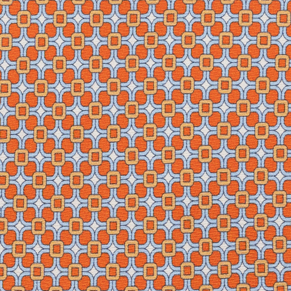 Cravatta 3 pieghe in Seta, Fantasia Geometrica, Arancione Celeste - JA057082-3