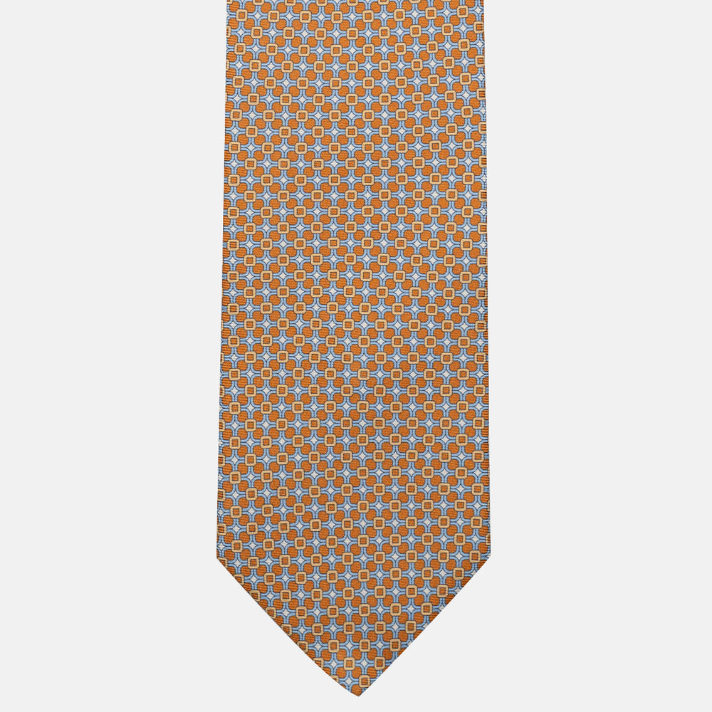 Cravatta 3 pieghe in Seta, Fantasia Geometrica, Giallo Celeste - JA057082-3