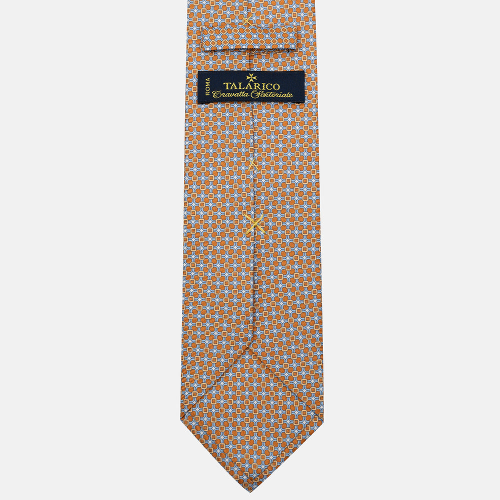 Cravatta 3 pieghe in Seta, Fantasia Geometrica, Giallo Celeste - JA057082-3