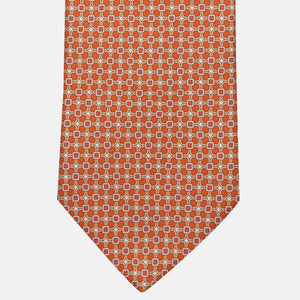Cravatta 3 pieghe in Seta, Fantasia Geometrica, Arancione Rosa - JA057082-4