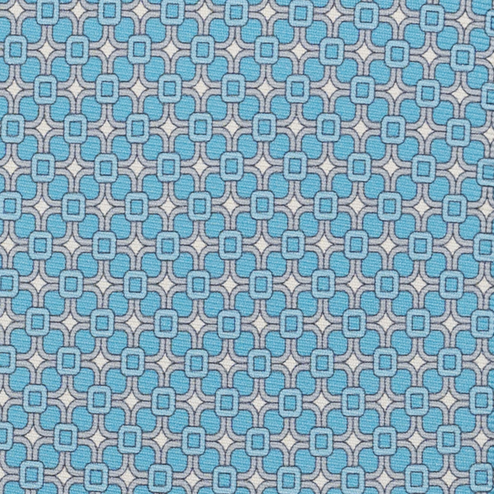 Cravatta 3 pieghe in Seta, Fantasia Geometrica, Celeste - JA057082-5