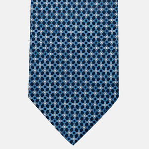 Cravatta 3 pieghe in Seta, Fantasia Geometrica, Blu Celeste - JA057082-7