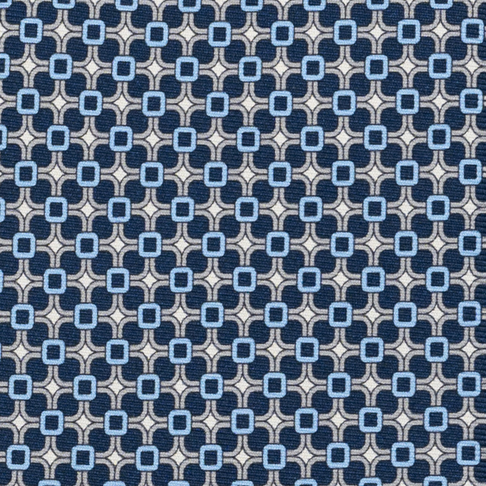 Cravatta 3 pieghe in Seta, Fantasia Geometrica, Blu Grigio- JA057082-8
