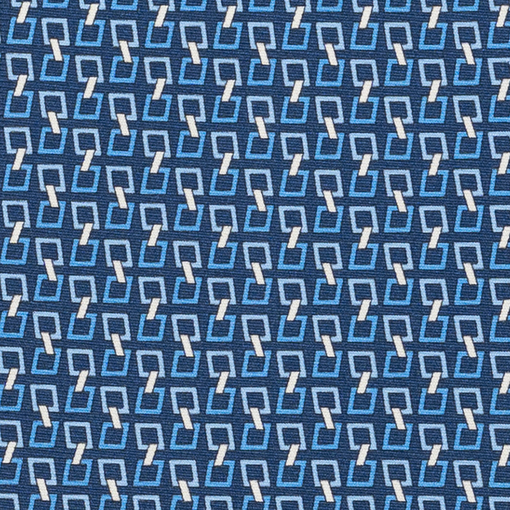 Cravatta 3 pieghe in Seta, Fantasia Concatenata, Azzurro Celeste - JA057083-10