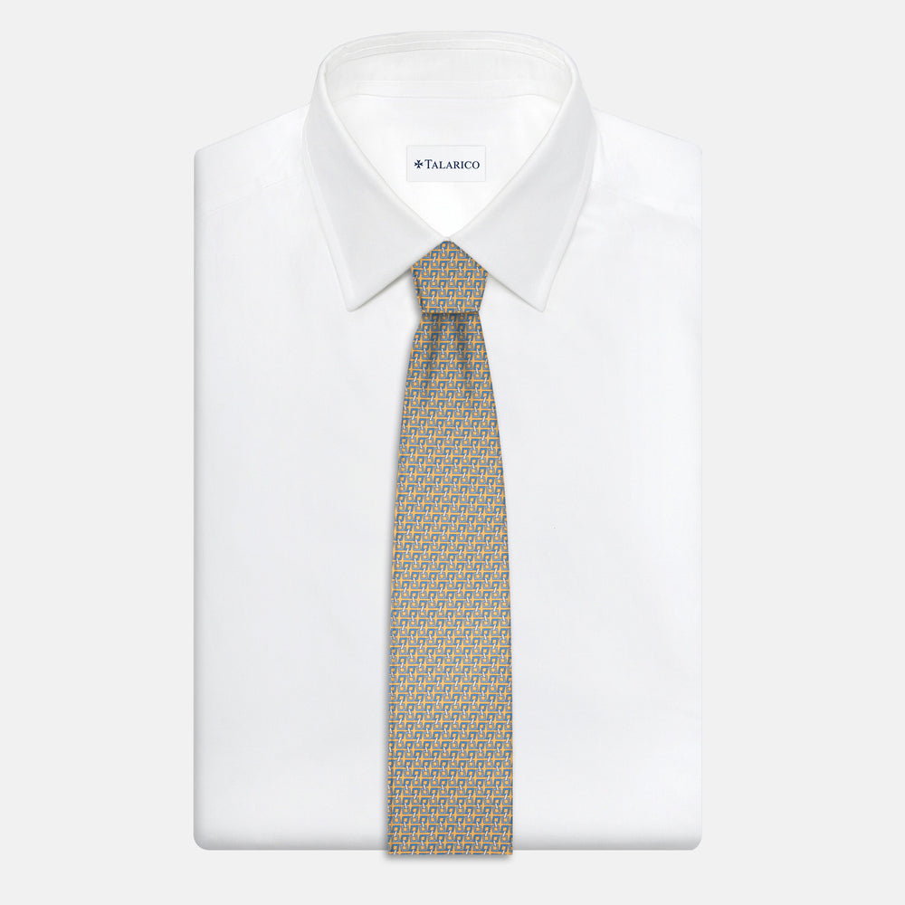 3-Fold Silk Tie, Chain Pattern, Yellow - JA057083-11