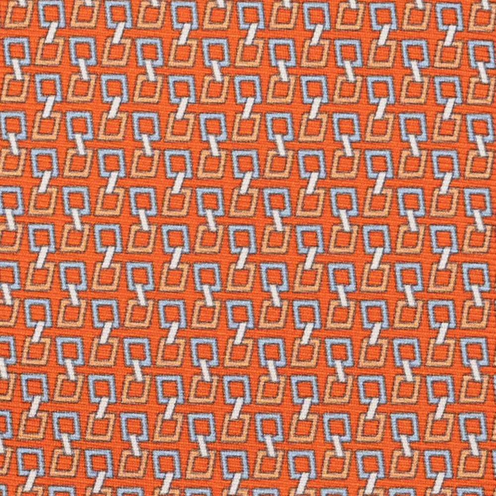 Cravatta 3 pieghe in Seta, Fantasia Concatenata, Arancione - JA057083-4