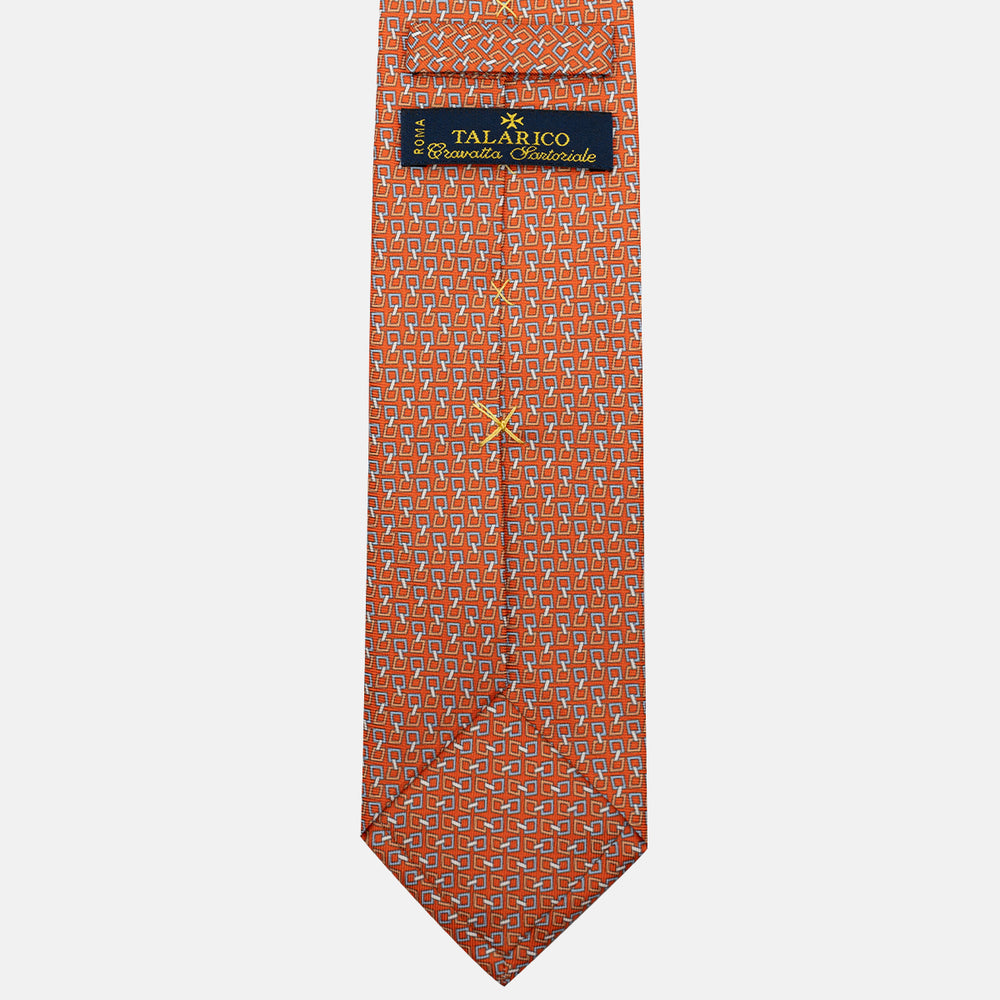 Cravatta 3 pieghe in Seta, Fantasia Concatenata, Arancione - JA057083-4