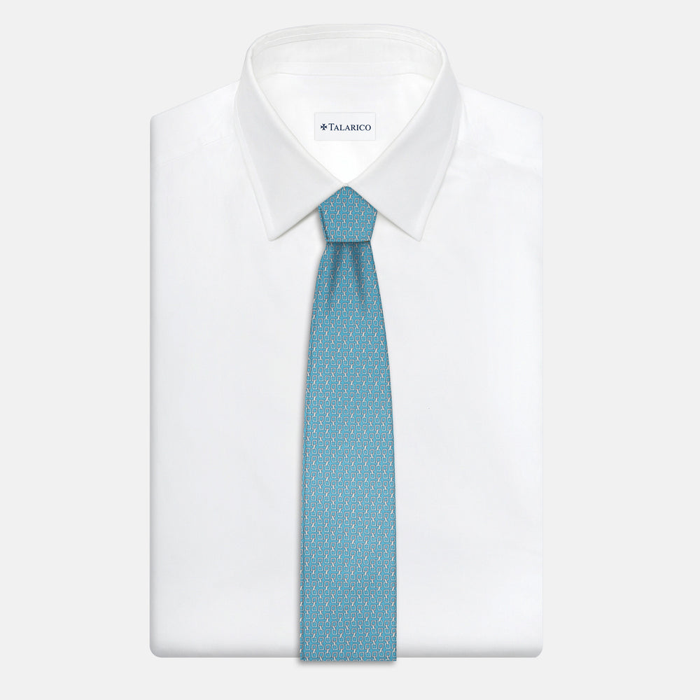 3-Fold Silk Tie, Chain Pattern, Pool - JA057083-5