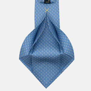 Cravatta 5 pieghe in seta Fantasia Concatenata Azzurro - JA057083-6
