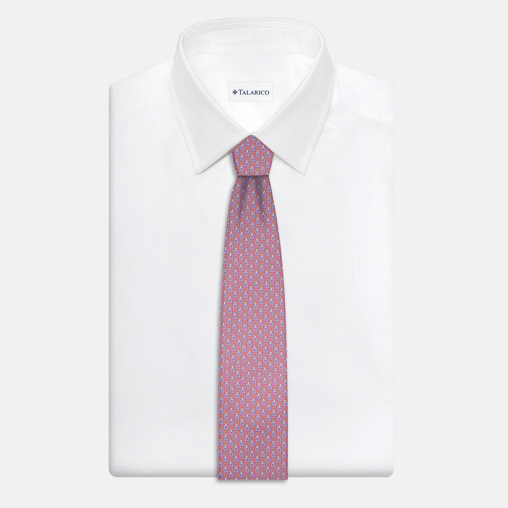 Cravatta 3 pieghe in Seta, Fantasia Concatenata, Rosa - JA057083-7