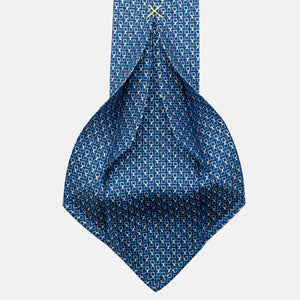 7-Fold Silk Tie with Chain Pattern in Light Blue - JA057083-9