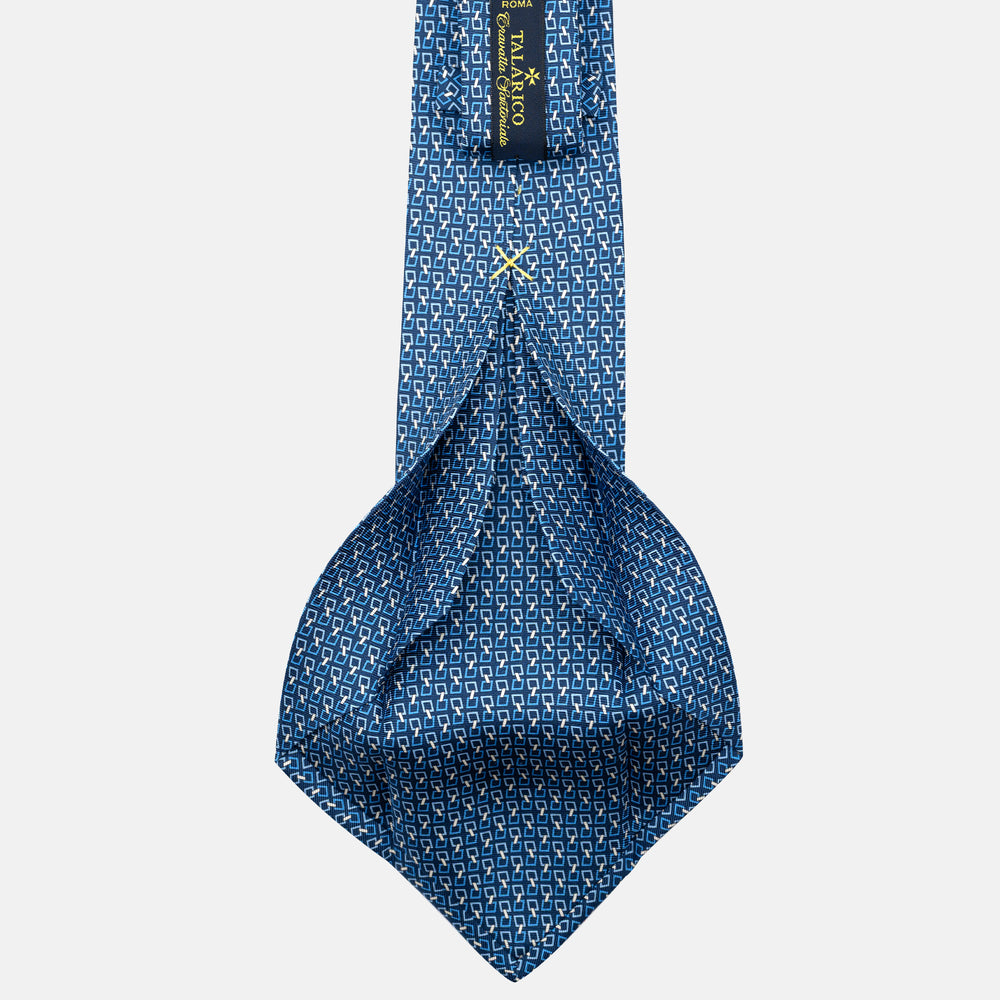 7-Fold Silk Tie with Chain Pattern in Light Blue - JA057083-9