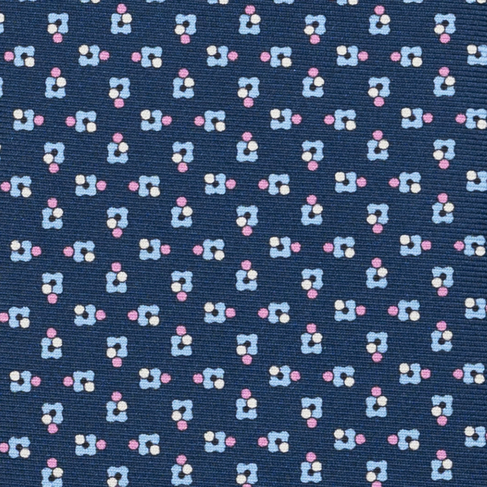 Cravatta 3 pieghe in Seta, Fantasia Floreale, Blu Rosa - JA057247-11