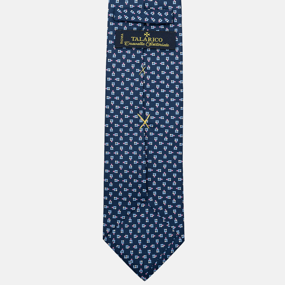 Cravatta 3 pieghe in Seta, Fantasia Floreale, Blu Rosa - JA057247-11