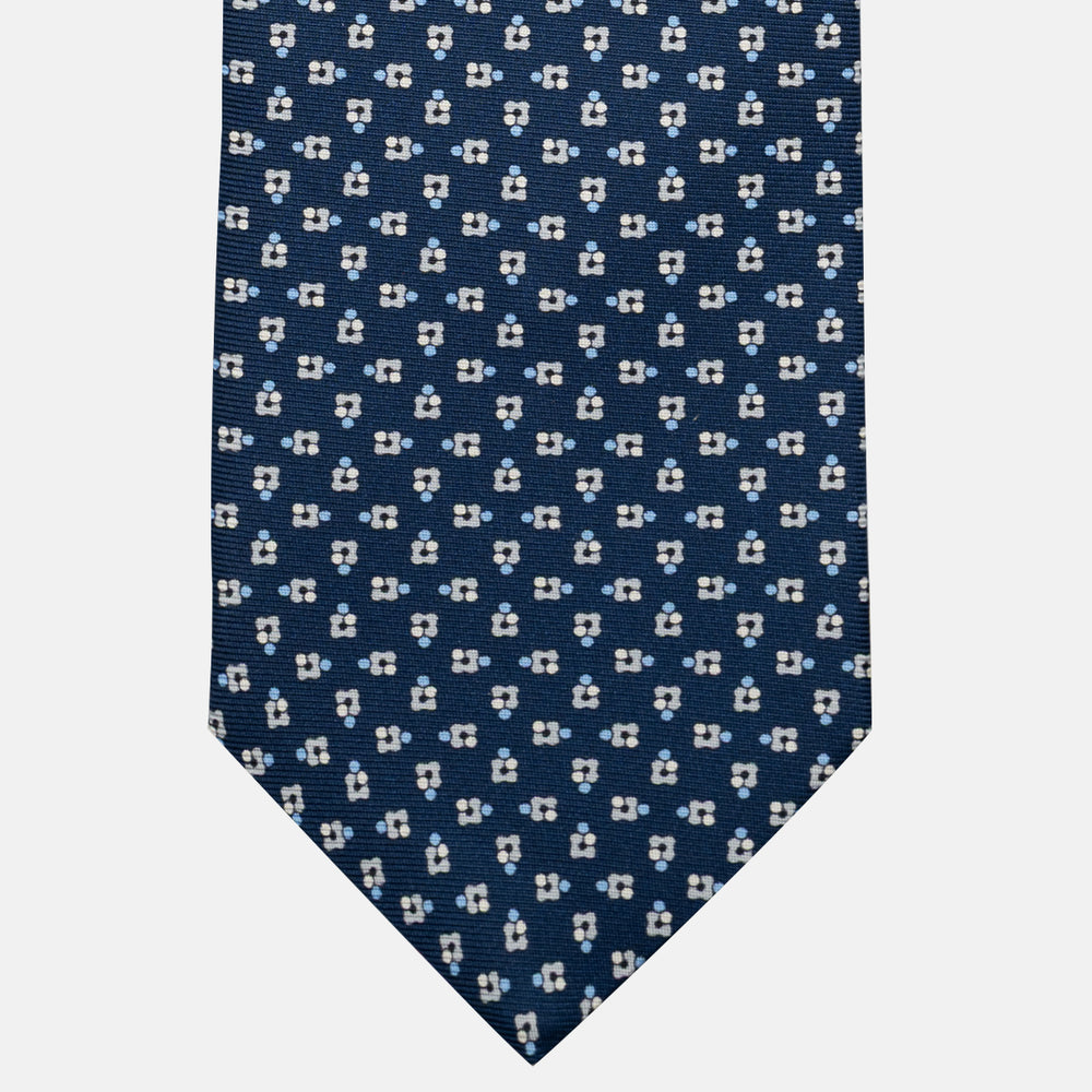 Cravatta 3 pieghe in Seta, Fantasia Floreale, Blu Grigio - JA057247-16
