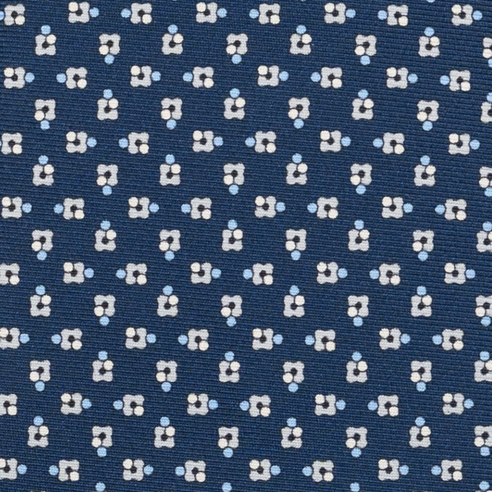 Cravatta 3 pieghe in Seta, Fantasia Floreale, Blu Grigio - JA057247-16