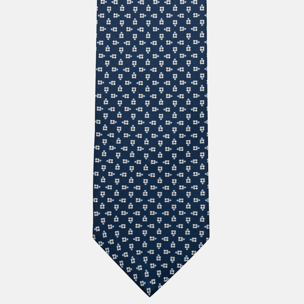 Cravatta 3 pieghe in Seta, Fantasia Floreale, Blu Grigio - JA057247-16