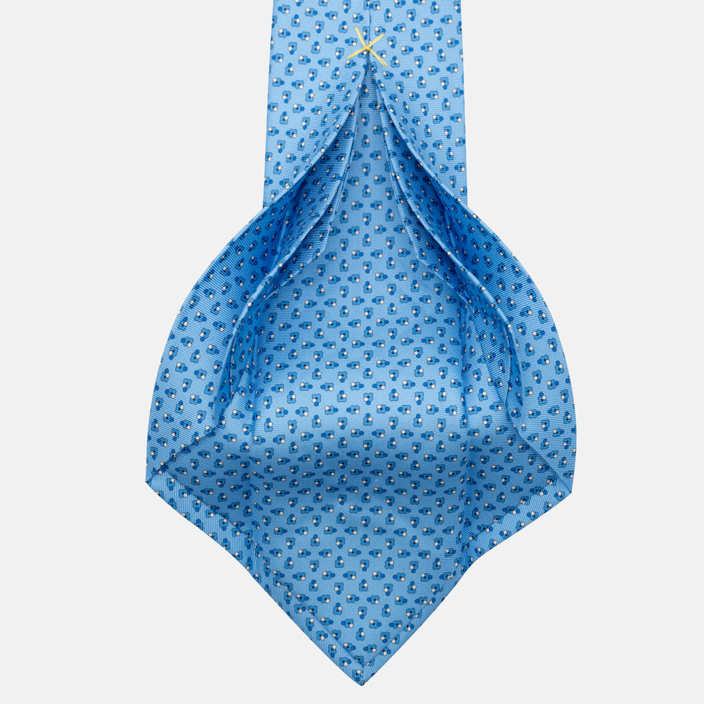 7-fold silk tie with light blue floral pattern JA057247-3