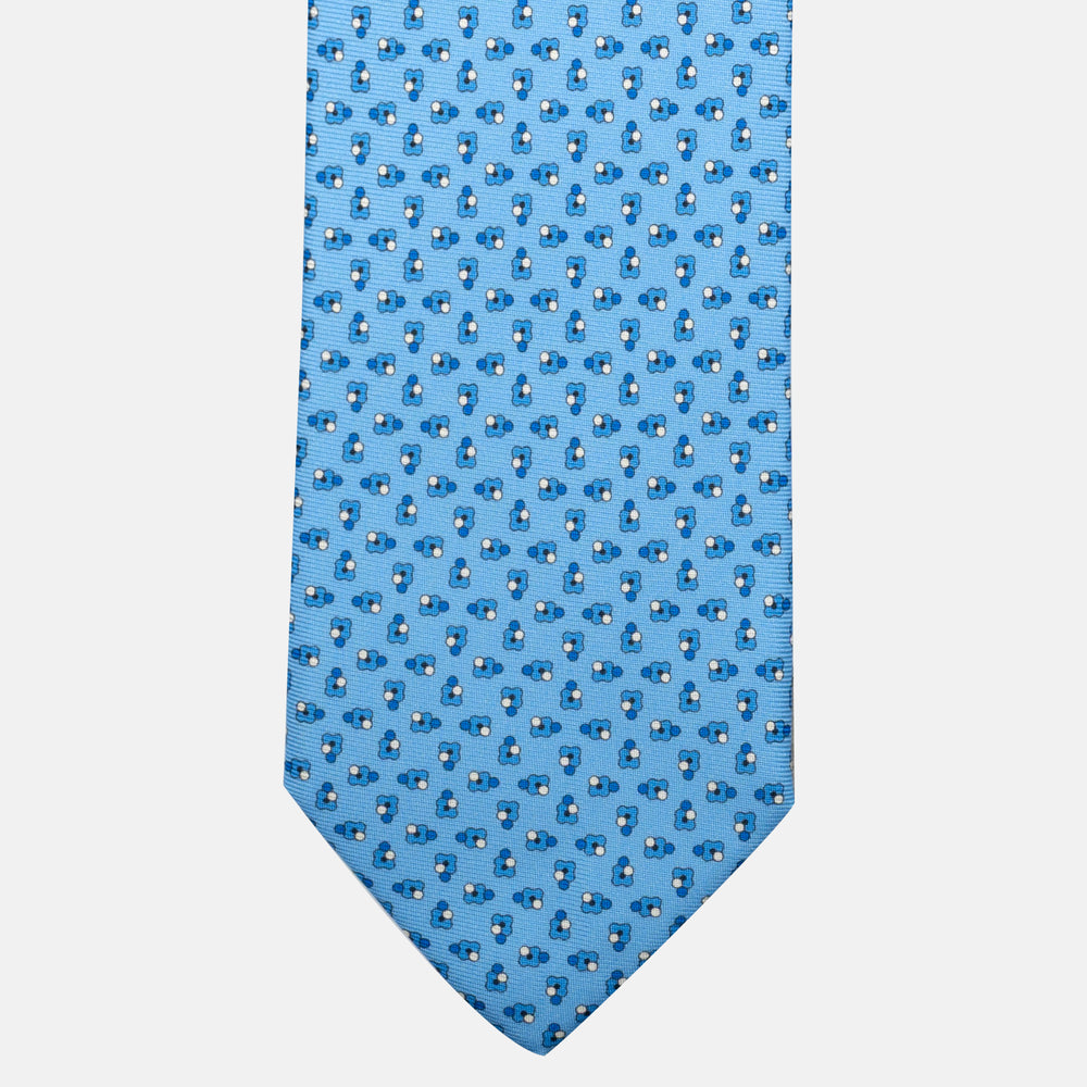 7-Fold Silk Tie with Light Blue Floral Pattern - JA057247-3