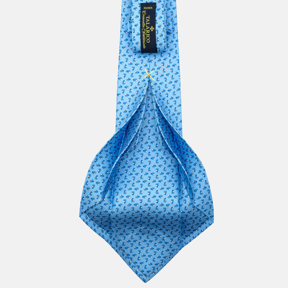 7-Fold Silk Tie with Light Blue Floral Pattern - JA057247-3