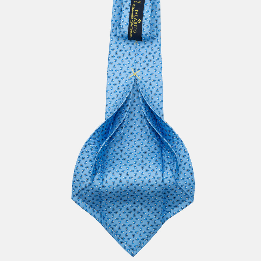 7-fold silk tie with light blue floral pattern JA057247-3