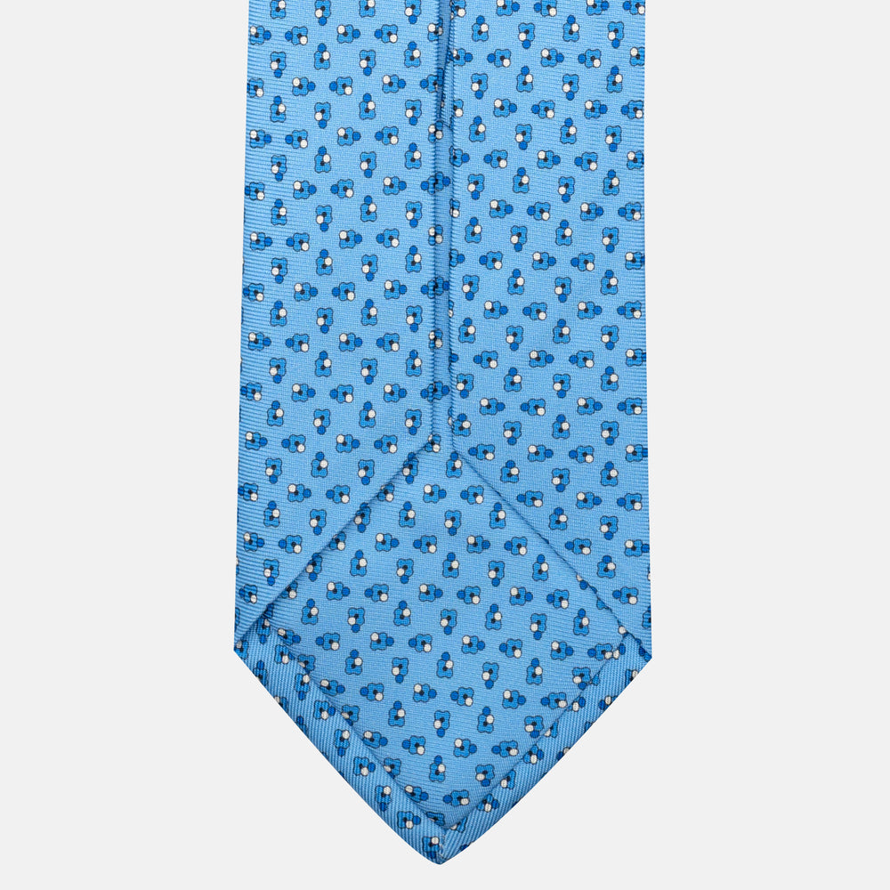 7-Fold Silk Tie with Light Blue Floral Pattern - JA057247-3