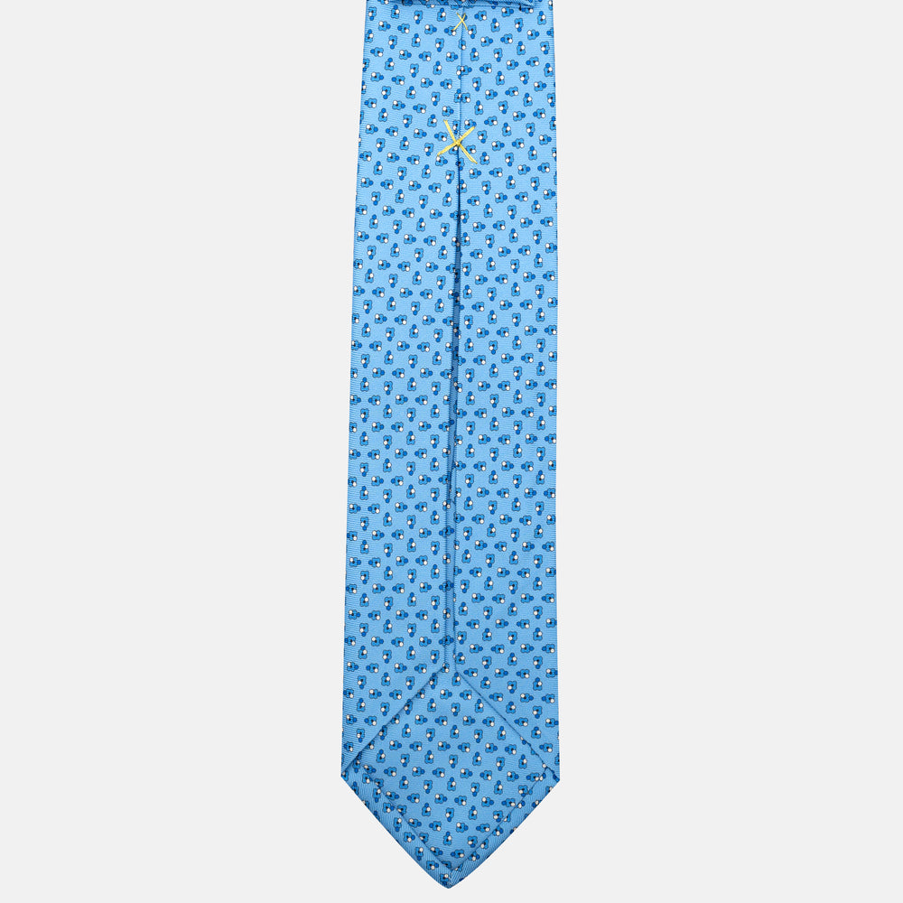 7-Fold Silk Tie with Light Blue Floral Pattern - JA057247-3