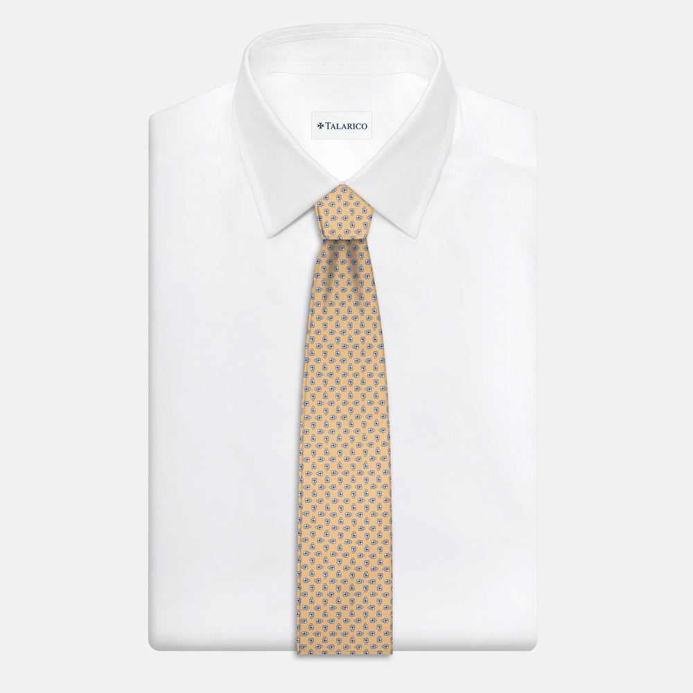 3-Fold Silk Tie, Floral Pattern, Yellow - JA057247-5