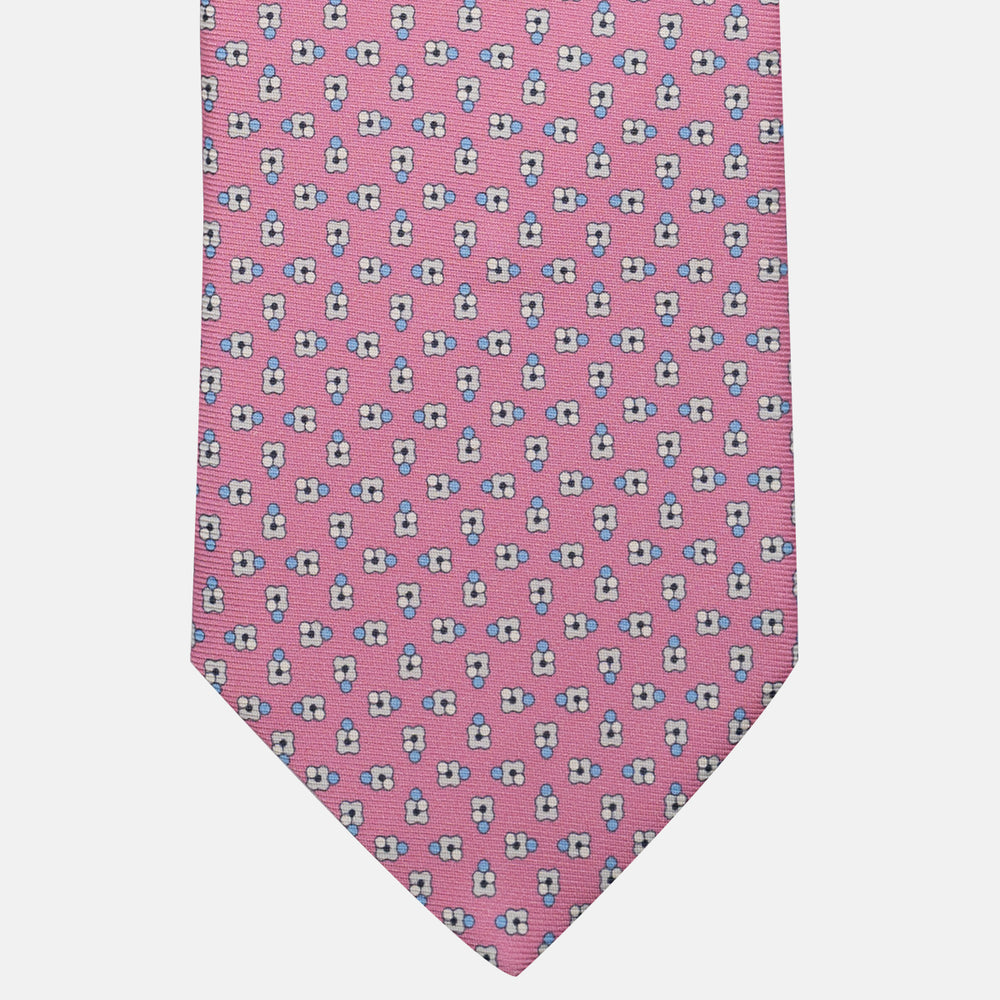 Cravatta 3 pieghe in Seta, Fantasia Floreale, Rosa - JA057247-6