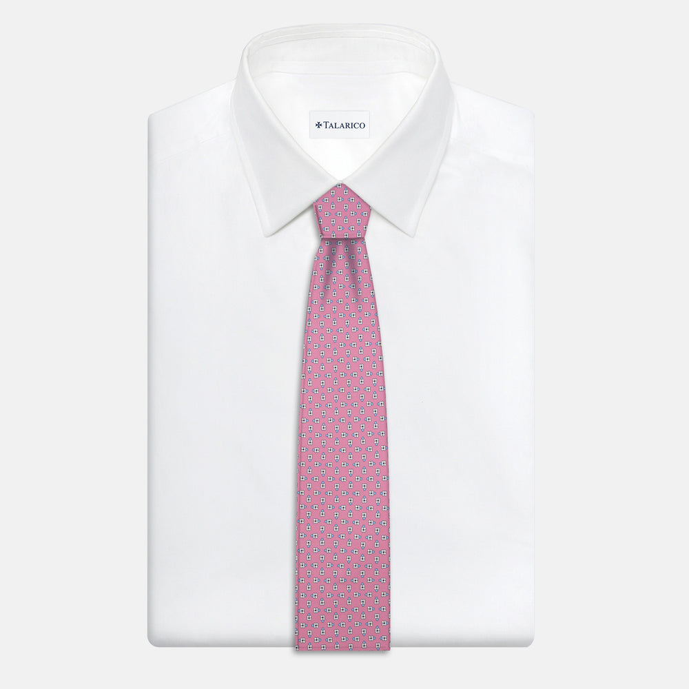 Cravatta 3 pieghe in Seta, Fantasia Floreale, Rosa - JA057247-6