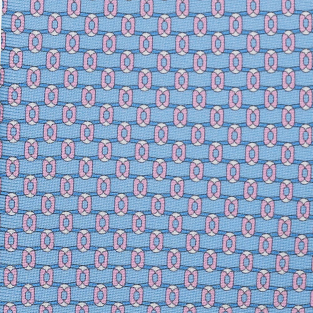 3-Fold Silk Tie, Chain Pattern, Light Blue - JA058625_1