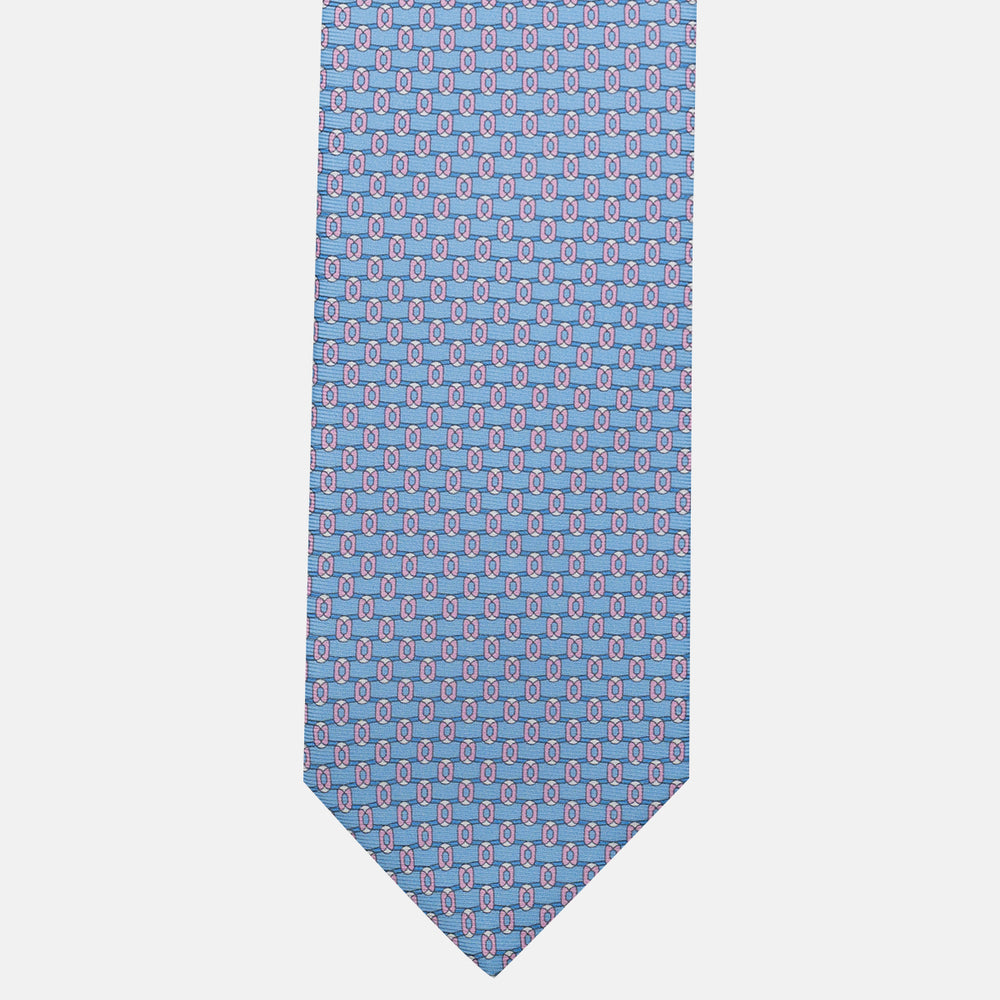 3-Fold Silk Tie, Chain Pattern, Light Blue - JA058625_1