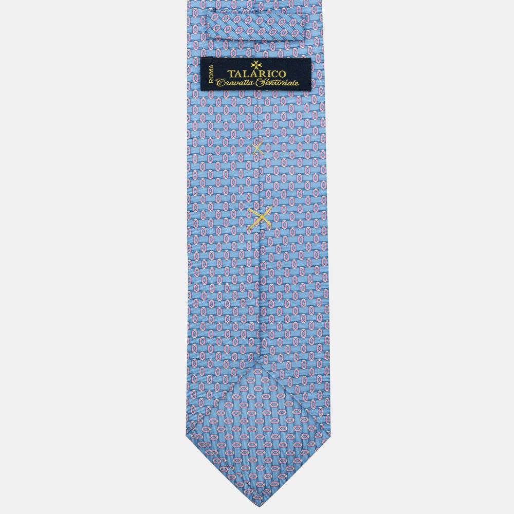 3-Fold Silk Tie, Chain Pattern, Light Blue - JA058625_1