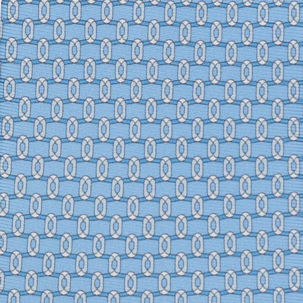 Cravatta 3 pieghe in Seta, Fantasia Concatenata, Celeste - JA058625_2