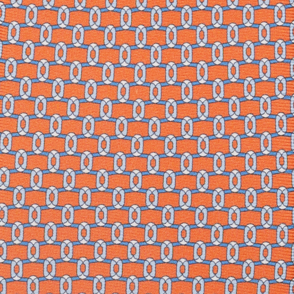 Cravatta 3 pieghe in Seta, Fantasia Concatenata, Arancione - JA058625_3