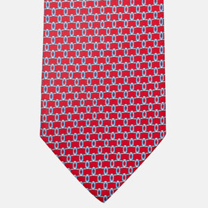 Cravatta 3 pieghe in Seta, Fantasia Concatenata, Rosso - JA058625_4