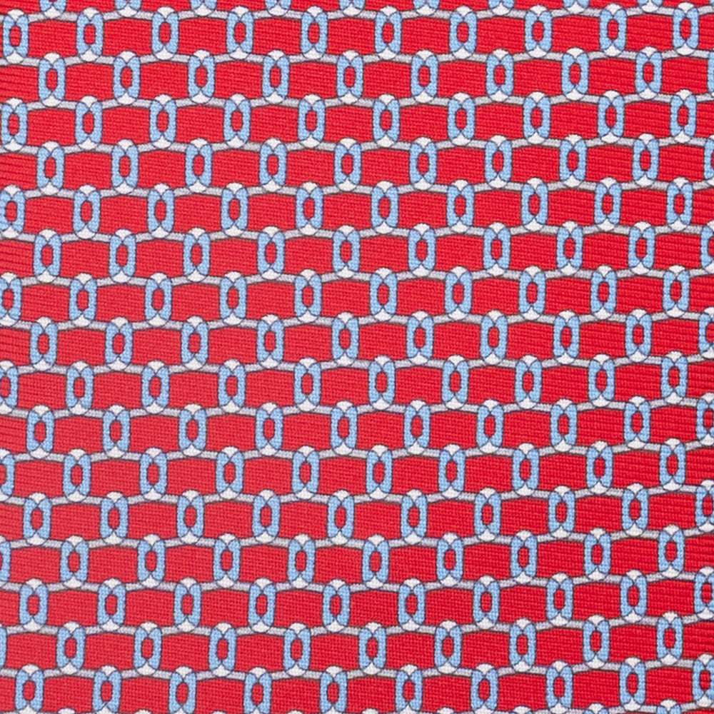 3-Fold Silk Tie, Chain Pattern, Red - JA058625_4