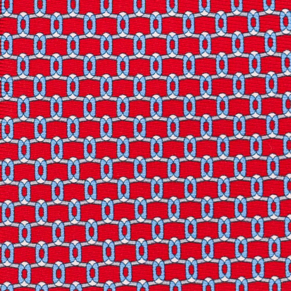Cravatta 3 pieghe in Seta, Fantasia Geometrica, Rosso - JA058625_4 T
