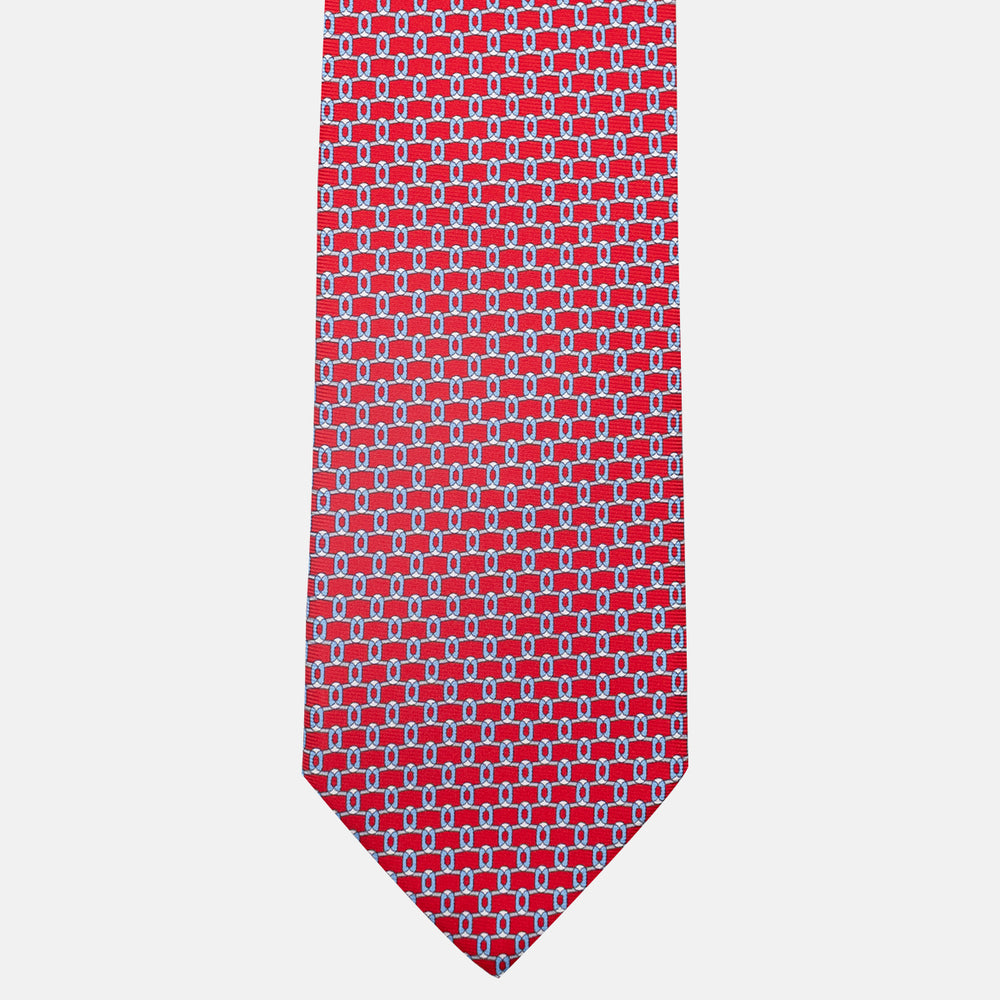3-Fold Silk Tie, Chain Pattern, Red - JA058625_4