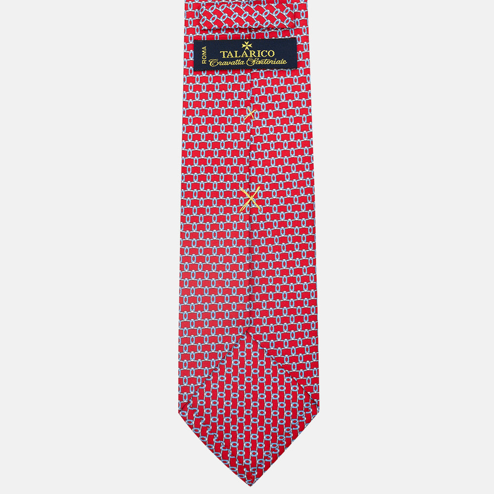 3-Fold Silk Tie, Chain Pattern, Red - JA058625_4