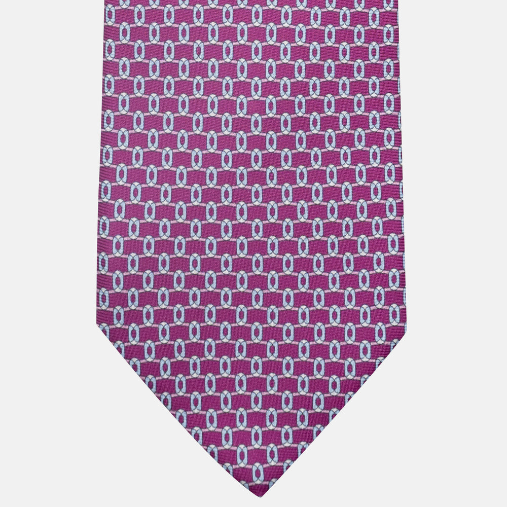 3-Fold Silk Tie, Chain Pattern, Magenta - JA058625_5